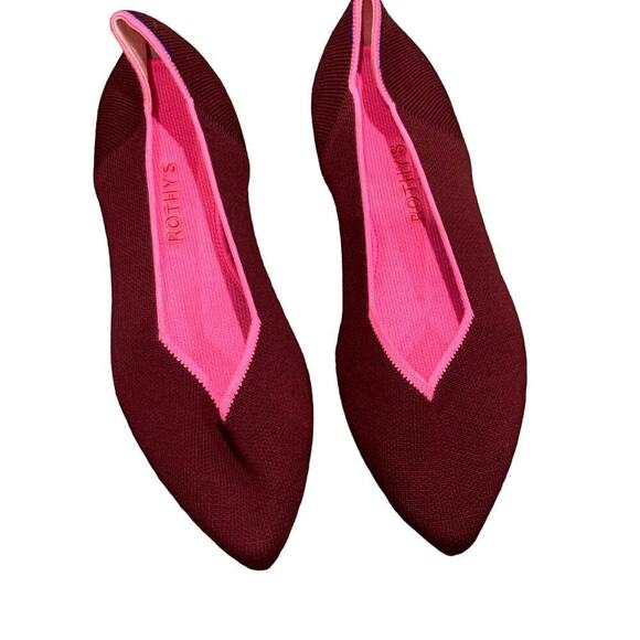 Rothy's The Point Ballet Flat Slip-On Merino Wool Currant Pink Size W9.5 NWOB - Picture 12 of 12